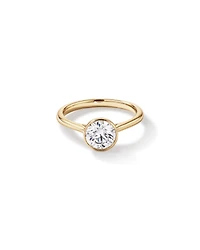 Bague De Fiançailles En Diamant De Laboratoire Rond Brillant De 1,25 Carat Poids Total, Sertie Dans Un Chaton En Or Jaune 14 Carats