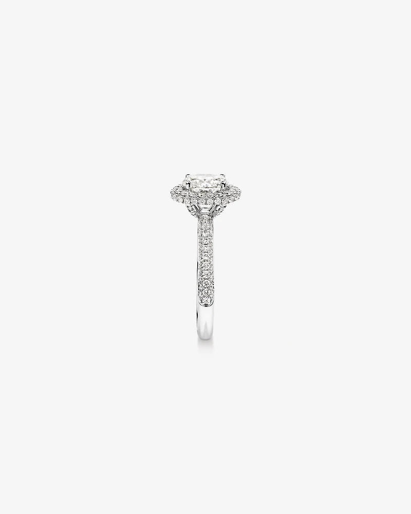 1.65 Carat TW Oval Cut Diamond Pave Halo Engagement Ring in Platinum