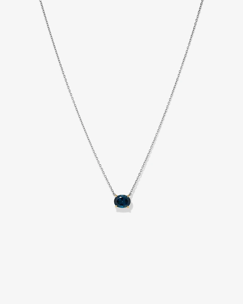 Necklace with London Blue Topaz in Sterling Silver and 10kt Yellow Gold