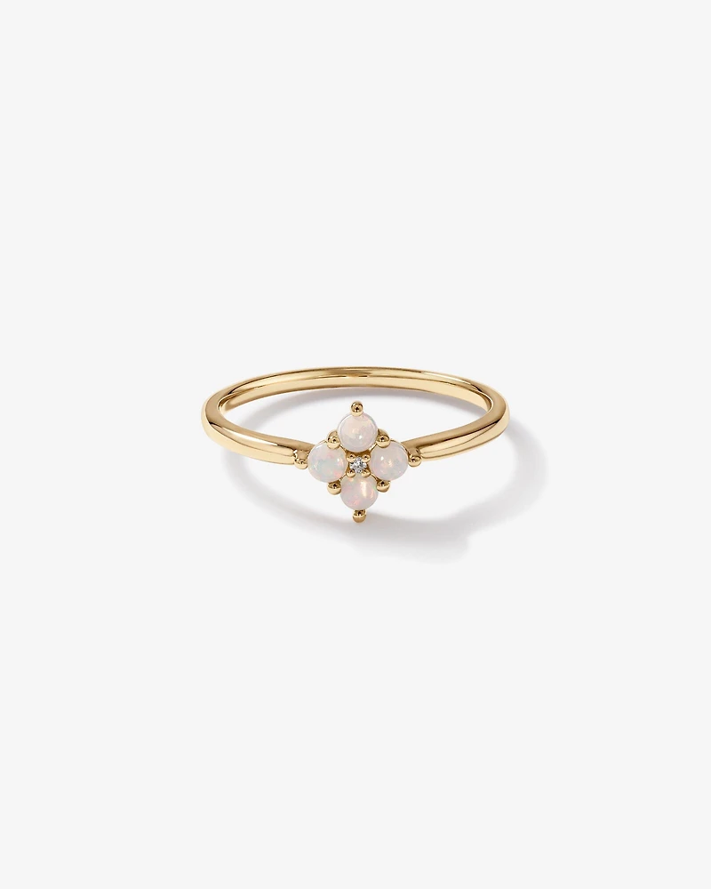 Australian Opal & Diamond Accent Ring in 10kt Yellow Gold