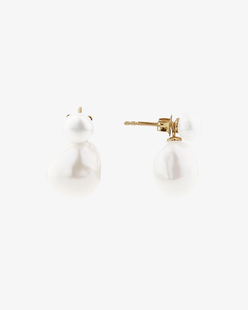 Pendants d'oreilles en barre de 6 à 6,5 mm en or jaune 10 K avec perles baroques d'eau douce de culture
