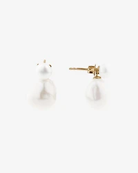Pendants d'oreilles en barre de 6 à 6,5 mm en or jaune 10 K avec perles baroques d'eau douce de culture