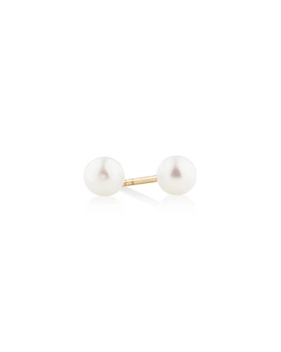 Stud Earrings with 4mm Round Cultured Freshwater Pearl in 10kt Yellow Gold