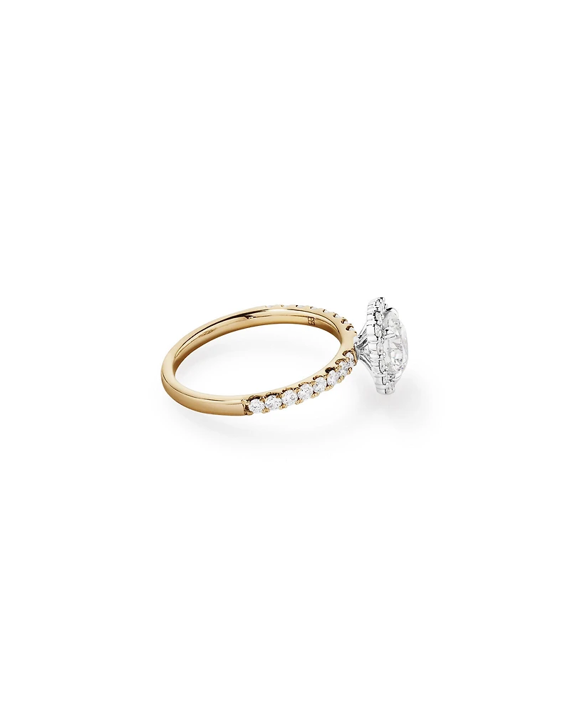 1.79 Carat TW Round Brilliant Laboratory-Grown Diamond Halo Engagemet Ring in 14kt White Gold