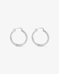 Full Pavé Set Cubic Zirconia Hoop Earrings in Sterling Silver