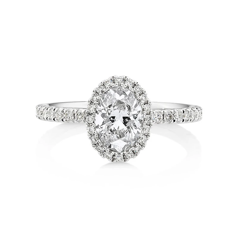 Sir Michael Hill Designer Halo Oval Engagement Ring with 1.35 Carat TW of Diamonds in 18kt White Gold