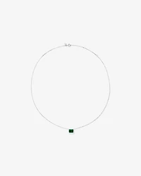 Emerald Cut Green Created Emerald Gemstone Stud Earrings and Pendant Necklace Set in Sterling Silver