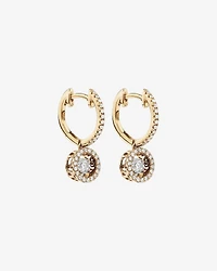 0.50 Carat TW Diamond Halo Everlight Drop Huggie Earrings in 10kt Yellow Gold