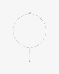 Pear Cut Purple Amethyst Gemstone and Diamond Lariat Necklace in 10kt Yellow Gold