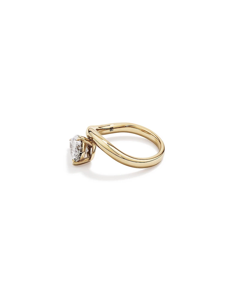 2.00 Carat TW East West Pear Cut Laboratory-Grown Diamond Wave Engagement Ring in 14kt Yellow Gold