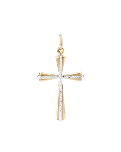 Cross Pendant in 10kt Yellow & White Gold