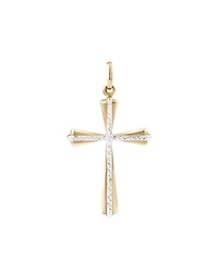 Cross Pendant in 10kt Yellow & White Gold