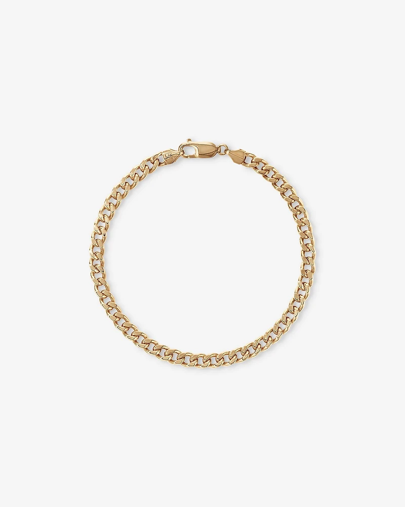 21cm (8.5") 5.5mm Semi-Solid Diamond Cut Curb Bracelet in 10kt Yellow Gold