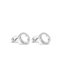Circle Stud Earrings with Cubic Zirconia in Sterling Silver