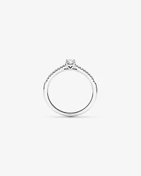 Bague de Fiançailles avec Accent Latéral en Diamant Rond Brillant 0,25 Carat TW en Or Blanc 14 kt