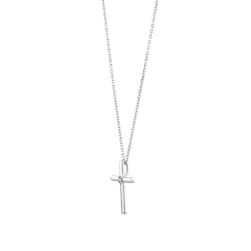 Diamond Accent Cross Pendant in Sterling Silver