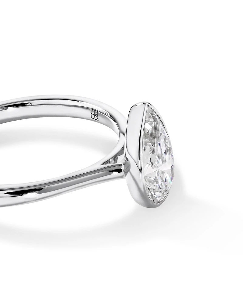 1.25 Carat TW Pear Cut Laboratory-Grown Diamond Solitaire Bezel Set Engagement Ring in 14kt Yellow Gold