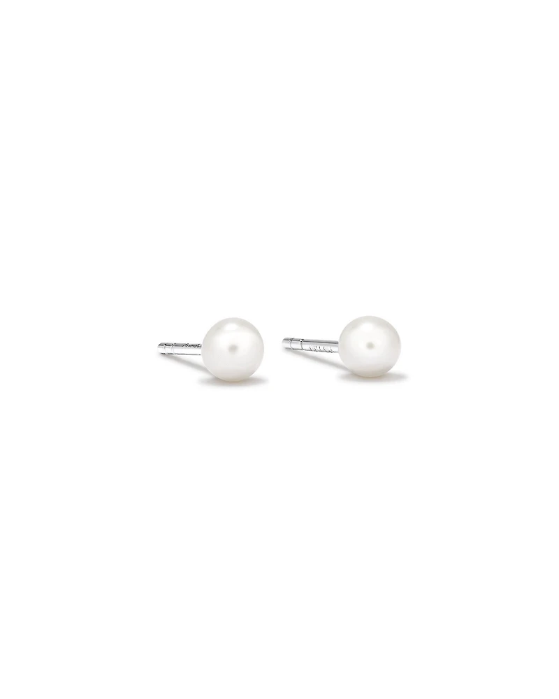 Cultured Freshwater Pearl Stud Earring and Necklace Set in Sterling Silver