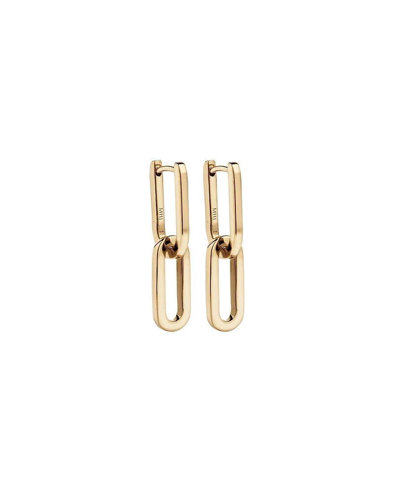 Paperclip Huggie Drop Earrings in 10kt Yellow Gold