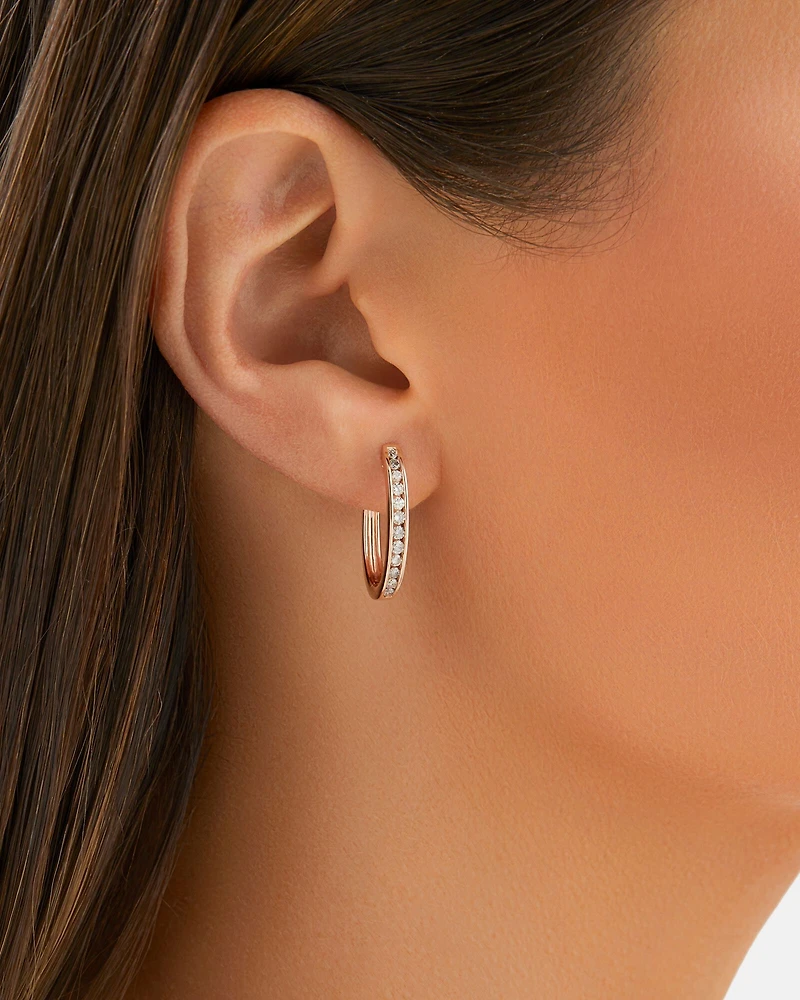 Huggie Earrings with 0.50 Carat TW of Diamonds in 10kt Rose Gold