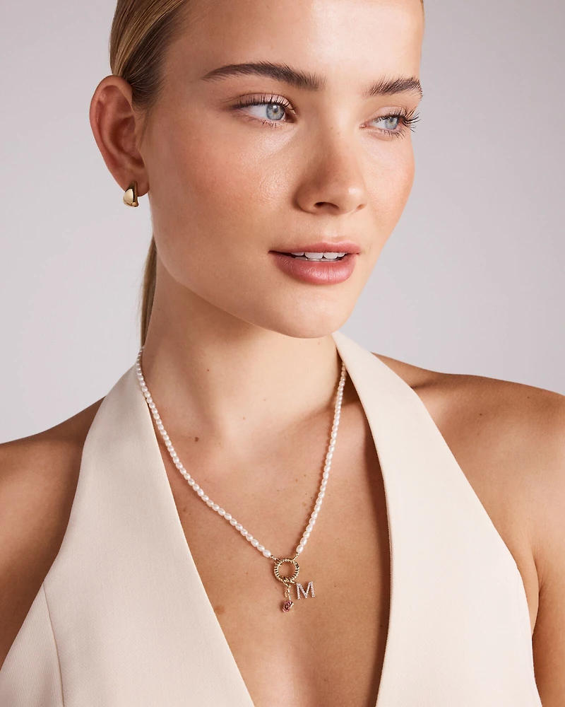 Diamond Letter M Initial Pendant in 10kt Yellow Gold