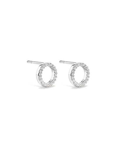 Circle Stud Earrings with Cubic Zirconia in Sterling Silver