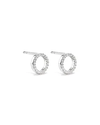 Circle Stud Earrings with Cubic Zirconia in Sterling Silver