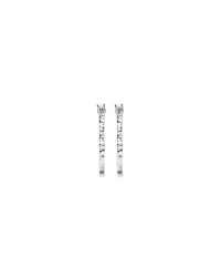 Diamond Cut Paperclip Hoop Huggie Earrings in Sterling Silver