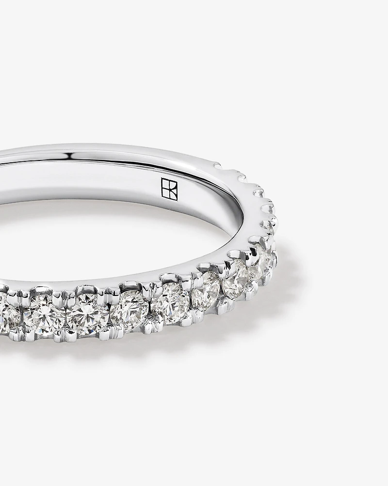 0.34 Carat TW Round Brilliant Claw-Set Wedding Band in 18kt White Gold