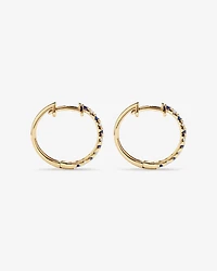 0.22 Carat TW Diamond and Created Sapphire Huggie Hoop Earrings in 10kt Yellow Gold