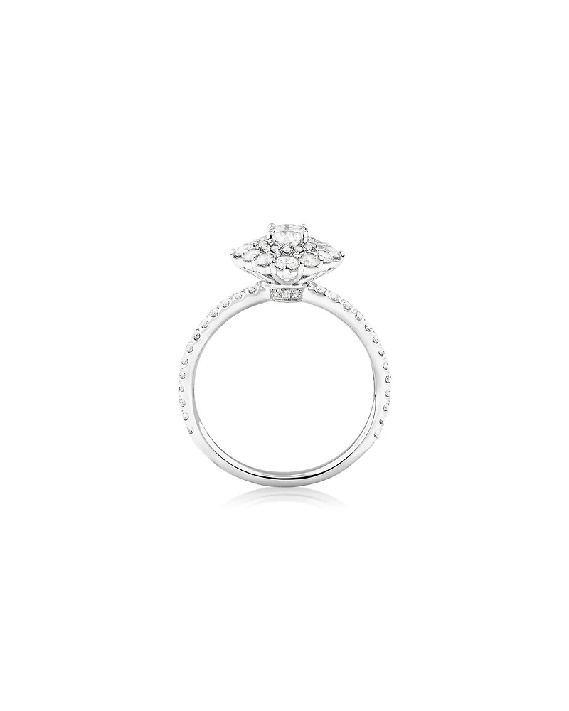 Sir Michael Hill Designer Oval Engagement Ring with 0.92 Carat TW Diamonds in 18kt White Gold
