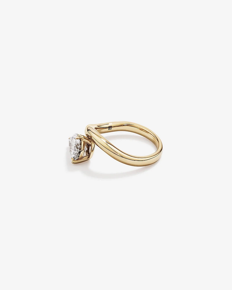 2.00 Carat TW East West Pear Cut Laboratory-Grown Diamond Wave Engagement Ring in 14kt Yellow Gold