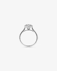 0.79 Carat TW Pear Shaped Cluster Diamond Halo Engagement Ring in 14kt White Gold