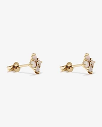 Australian Opal & Diamond Accent Stud Earrings in 10kt Yellow Gold