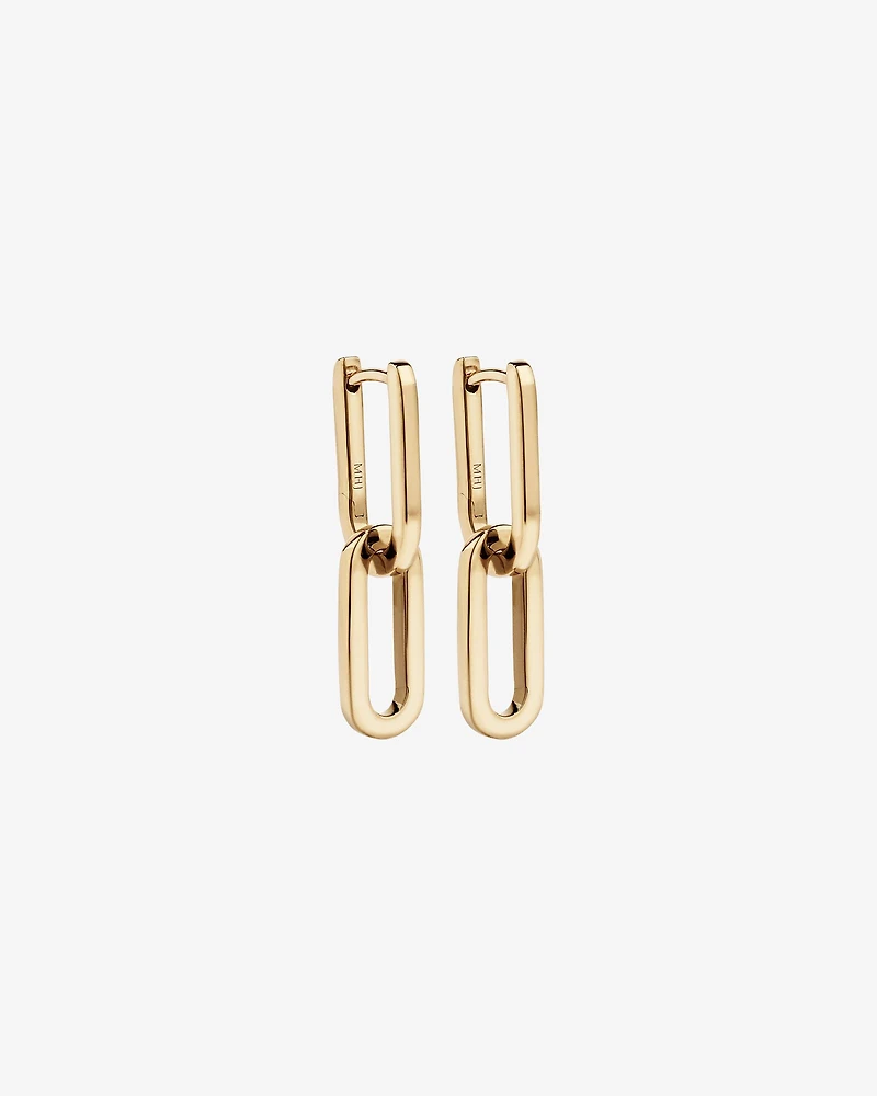 Paperclip Huggie Drop Earrings in 10kt Yellow Gold
