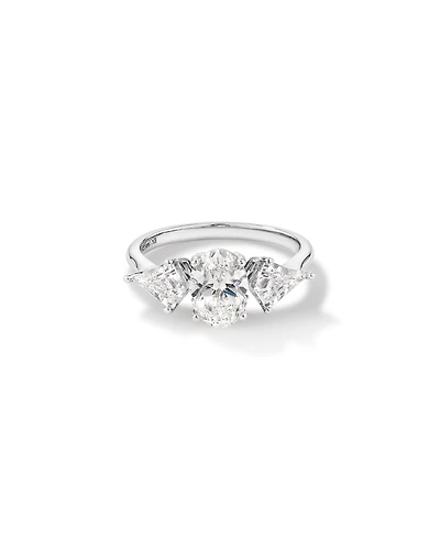 2.25 Carat TW Three Stone Oval and Kite Shaped Laboratory-Grown Diamond Engagement Ring in 14kt White Gold
