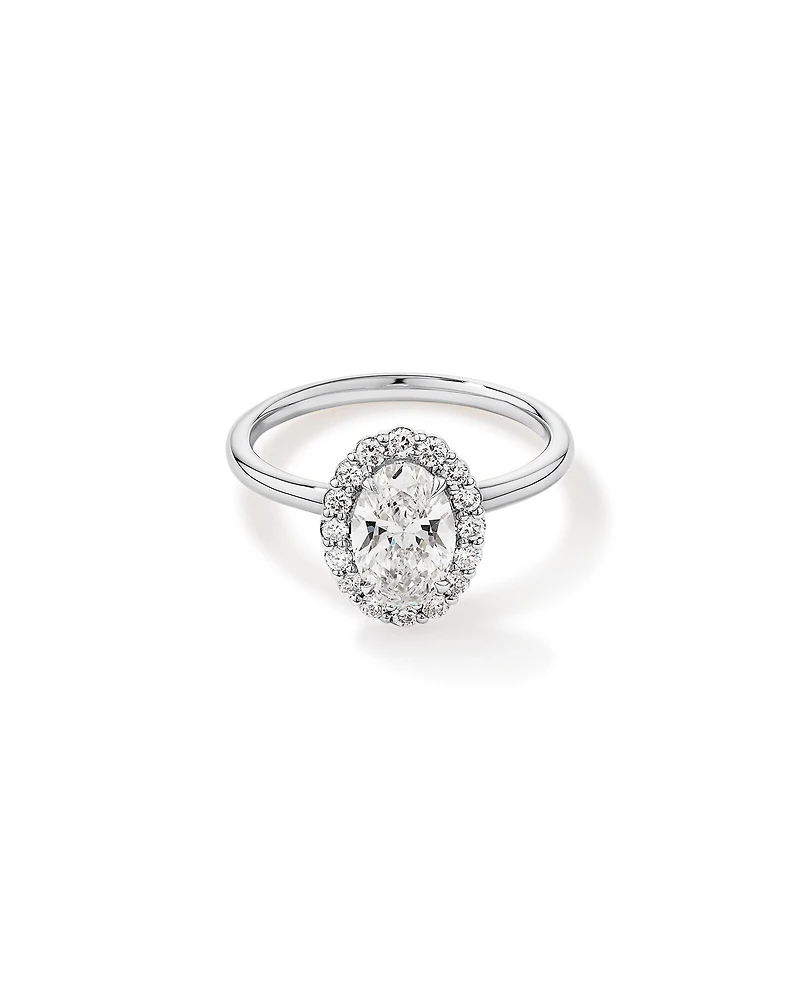 1.46 Carat TW Oval Cut Laboratory-Grown Diamond Halo Engagement Ring in 14kt Rose and White Gold