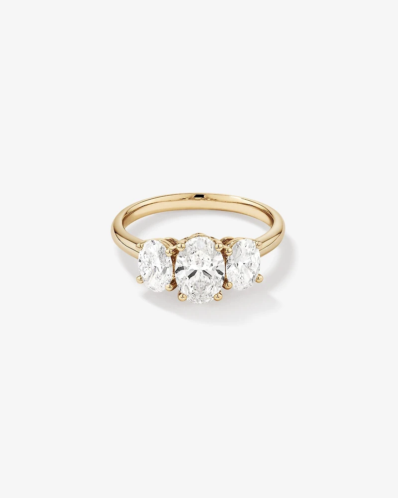 2 Carat Three Stone Oval Laboratory-Grown Diamond Engagement Ring In 14kt White Gold