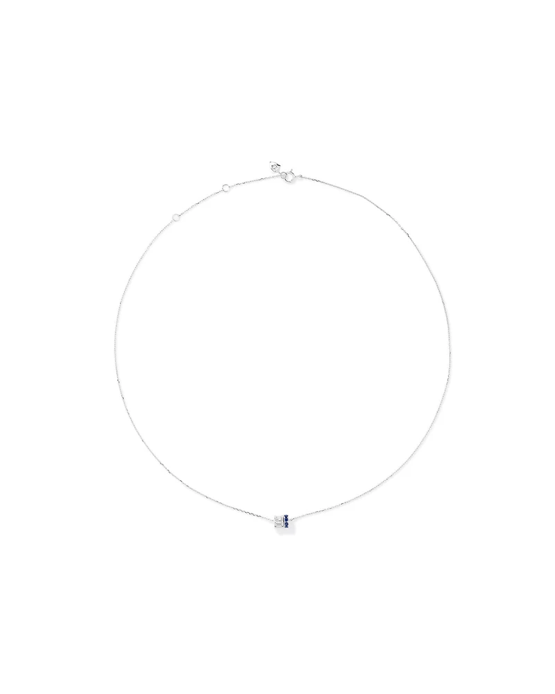 Sapphire & Diamond Dot Dash Rondell Pendant with 0.21 Carat TW in 10kt White Gold
