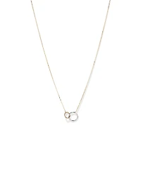 Two-Tone Double Circle Link Hammered Finish Necklace in 10kt White & Yellow Gold