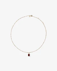 Emerald Cut Red Garnet Gemstone Pendant Necklace in 10kt Yellow Gold