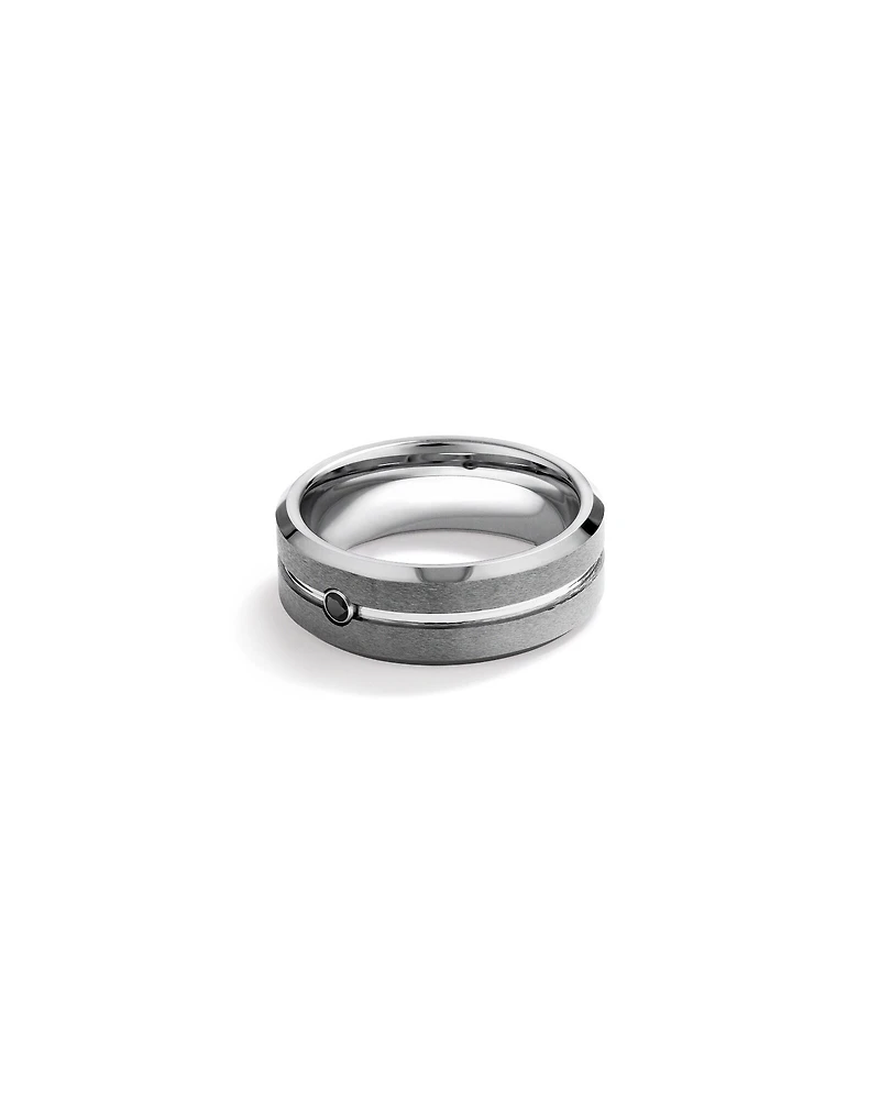 8mm Black Diamond Wedding Band Tungsten