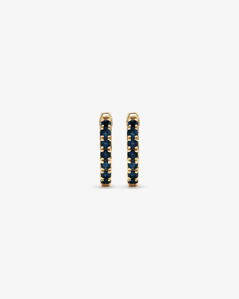Sapphire Huggie Hoop Earrings in 10kt Yellow Gold
