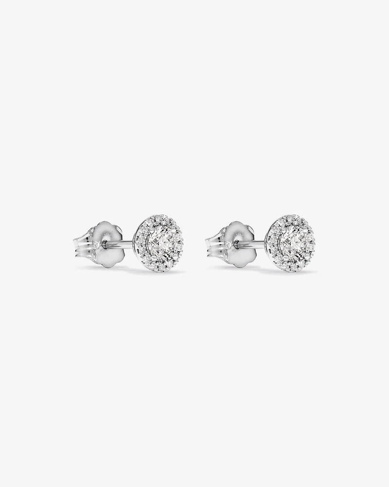 0.44 Carat TW Round Diamond Halo Stud Earrings in 10kt White Gold