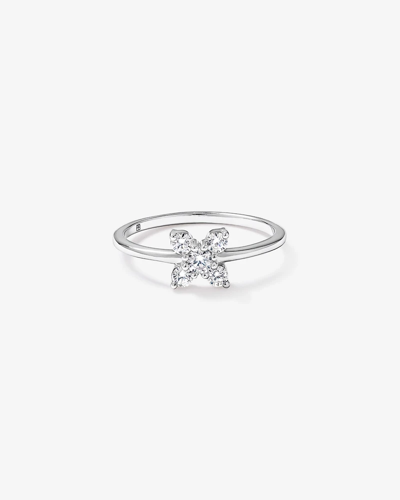 Bague florale en oxyde de zirconium argent sterling