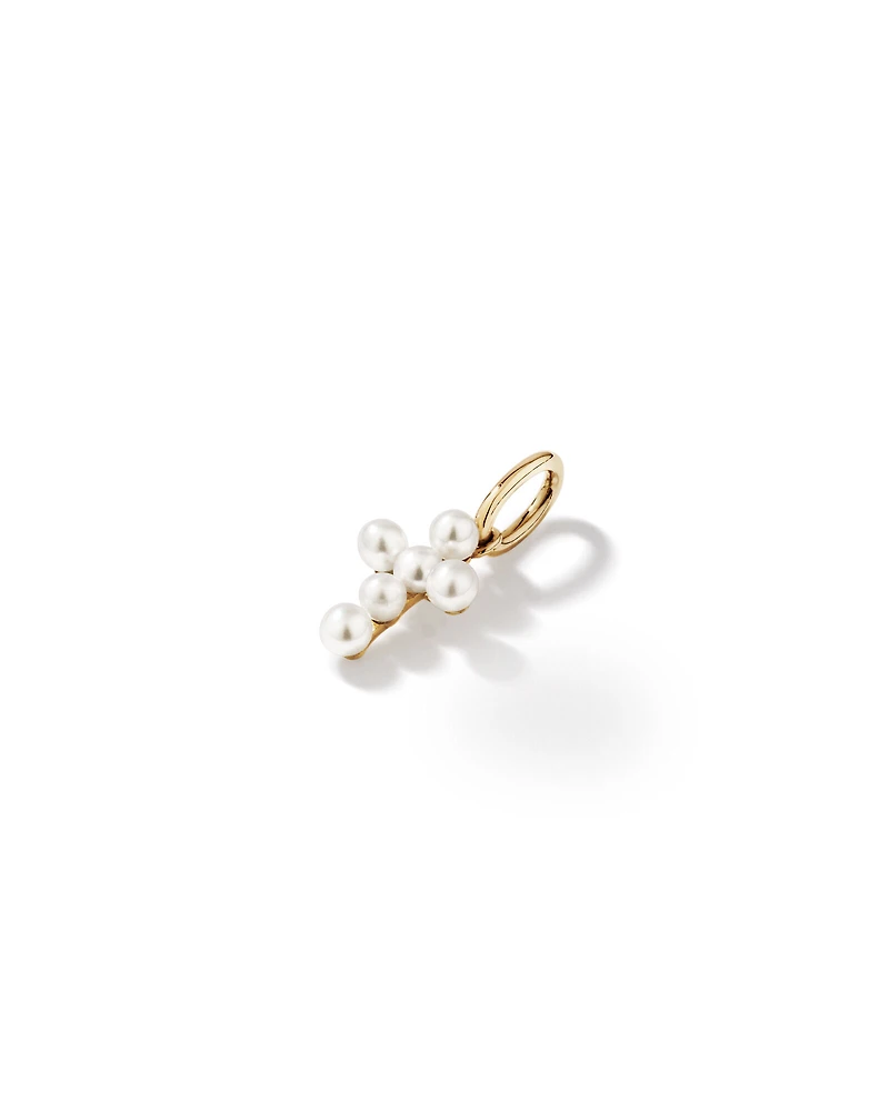 Cultured Freshwater Pearl Cross Pendant in 10kt Yellow Gold
