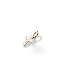Cultured Freshwater Pearl Cross Pendant in 10kt Yellow Gold