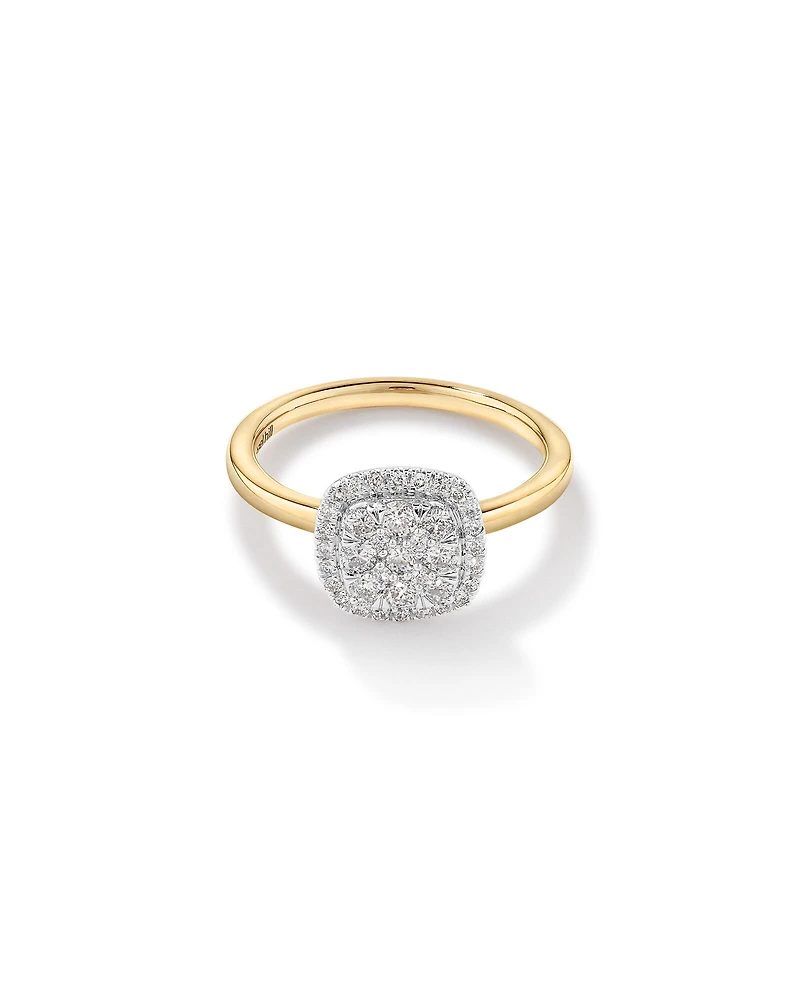 0.50 Carat TW Cushion Shaped Diamond Cluster Ring in 14kt Yellow & White Gold