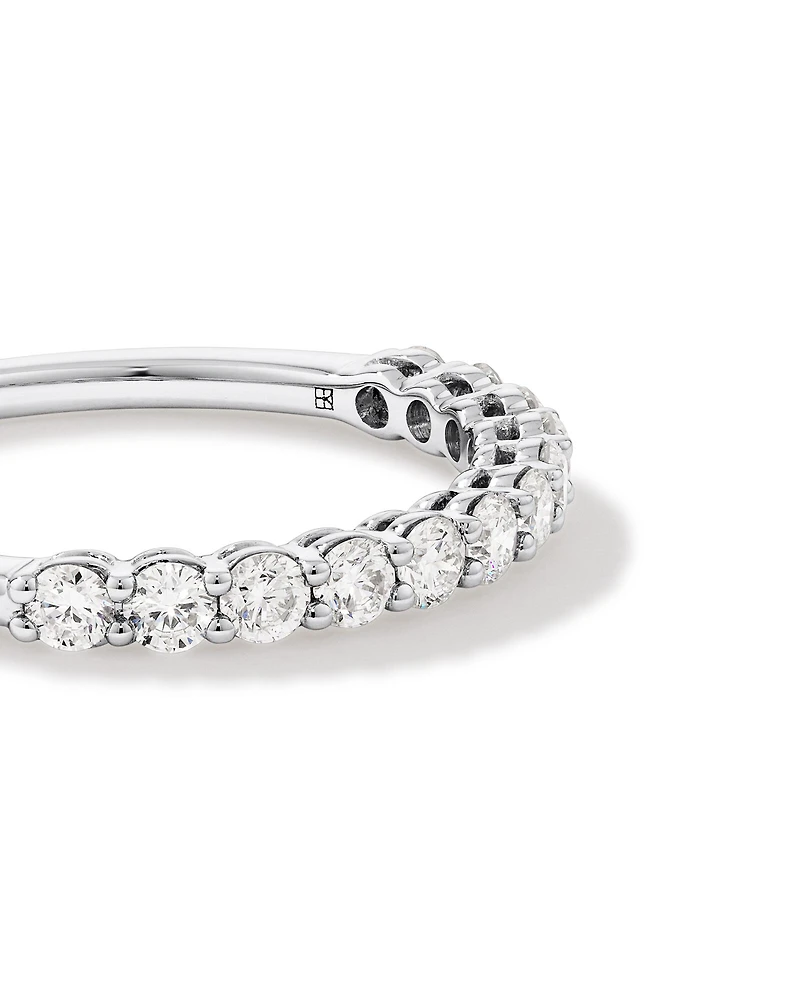 Bague De Mariage En Diamant De Laboratoire Rond Brillant De 0,60 Carat Poids Total Sertie De Griffes En Or Blanc 14 Carats