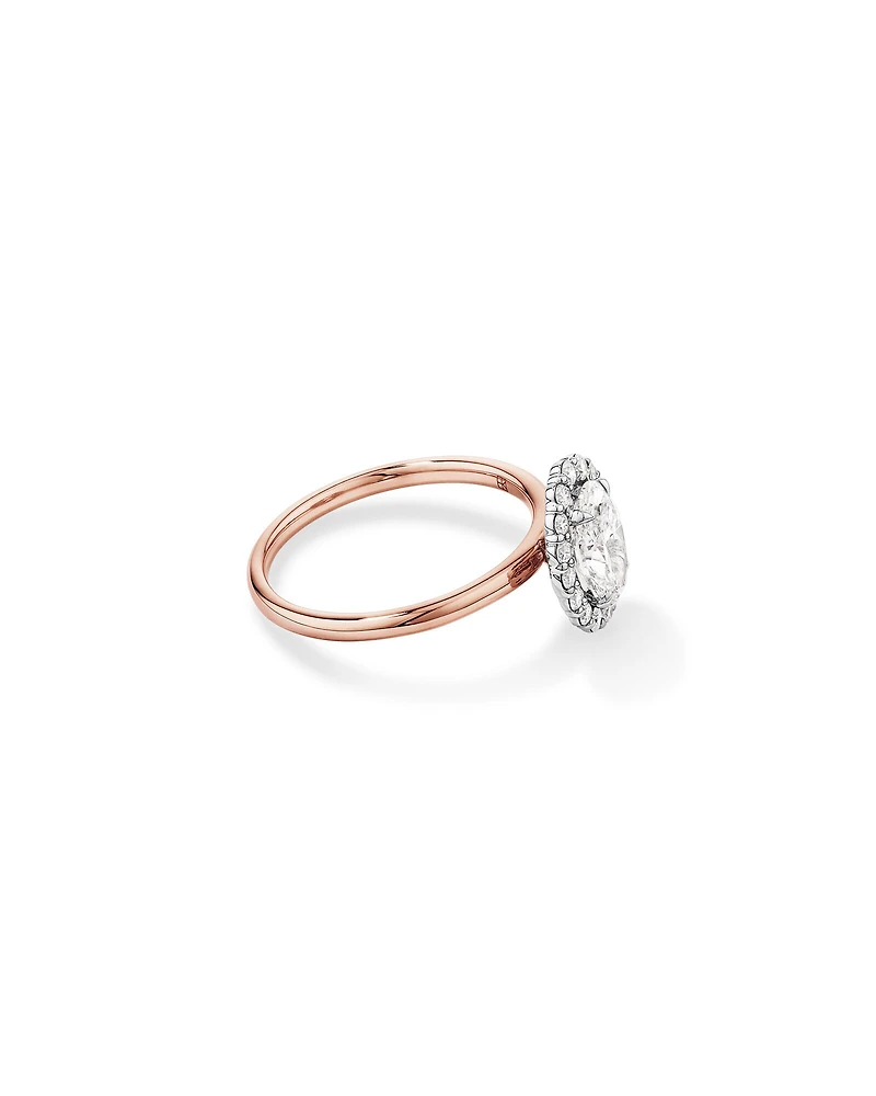 1.46 Carat TW Oval Cut Laboratory-Grown Diamond Halo Engagement Ring in 14kt Rose and White Gold